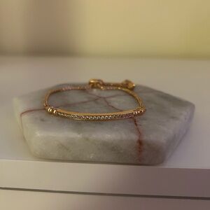 Elegant Adjustable Rose Gold Bar Bracelet with CZ Stones